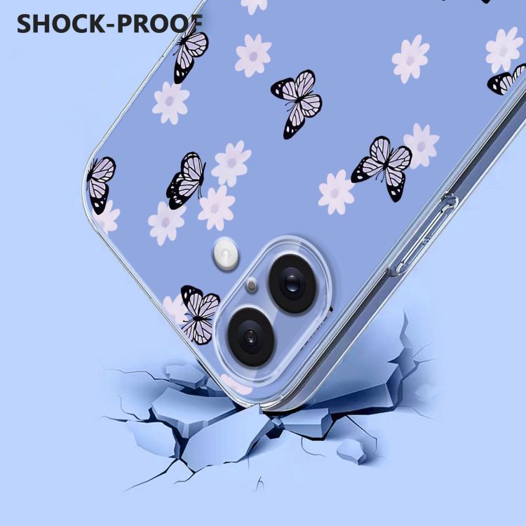 For iPhone 17 Flower Pattern Painted TPU Phone Case