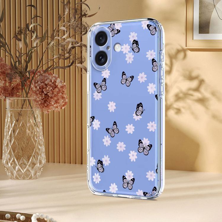 For iPhone 17 Flower Pattern Painted TPU Phone Case