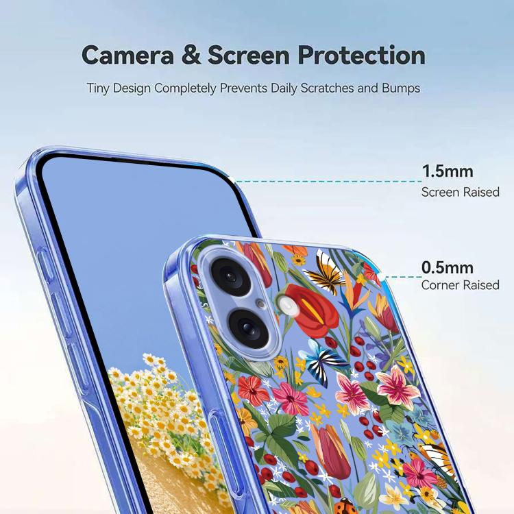 For iPhone 17 Flower Pattern Painted TPU Phone Case