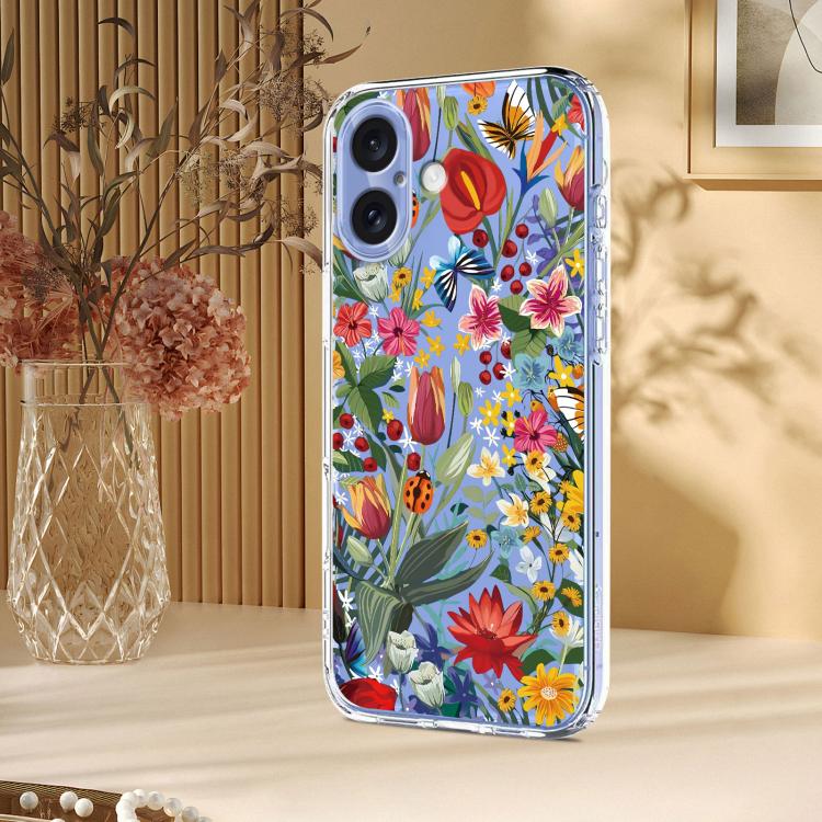 For iPhone 17 Flower Pattern Painted TPU Phone Case