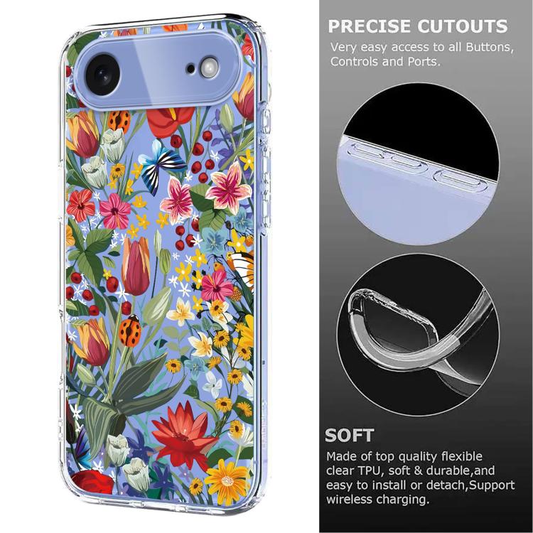 For iPhone Air Flower Pattern Painted TPU Phone Case