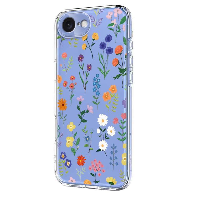 For iPhone 17e / 16e Flower Pattern Painted TPU Phone Case