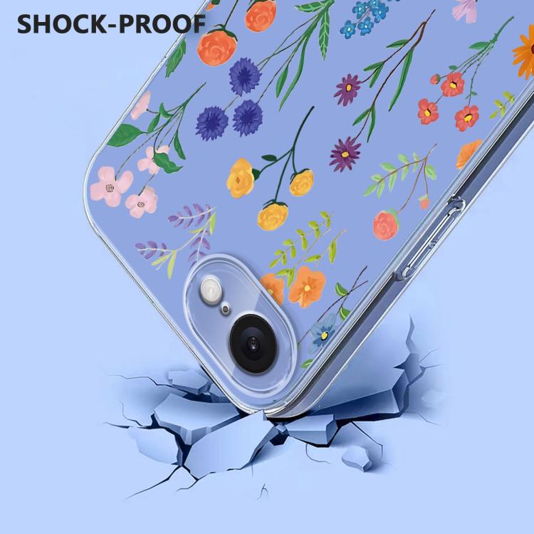 For iPhone 17e / 16e Flower Pattern Painted TPU Phone Case