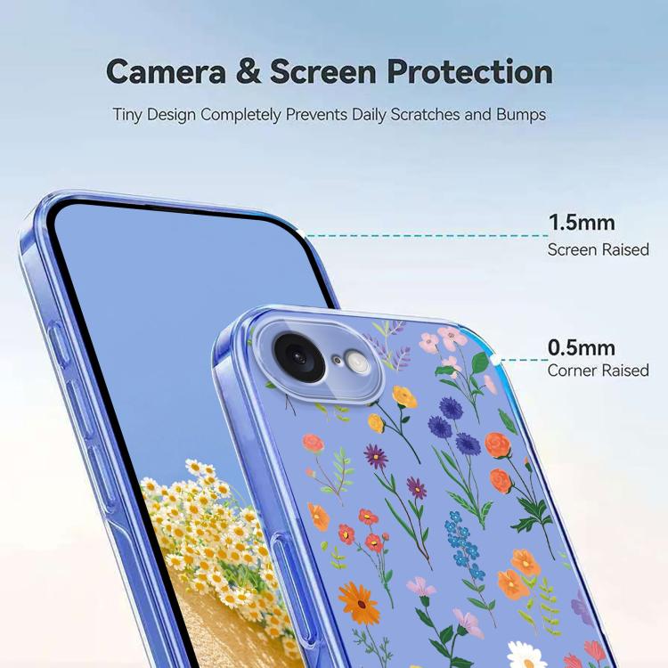 For iPhone 17e / 16e Flower Pattern Painted TPU Phone Case
