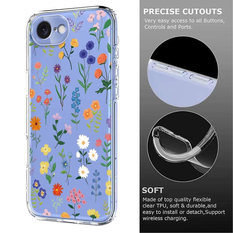 For iPhone 17e / 16e Flower Pattern Painted TPU Phone Case