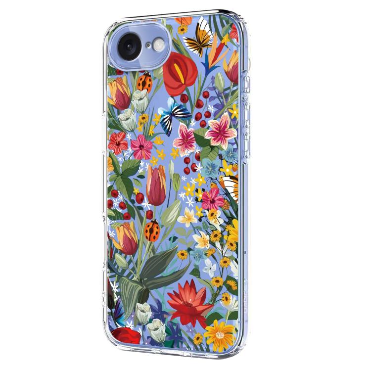 For iPhone 17e / 16e Flower Pattern Painted TPU Phone Case