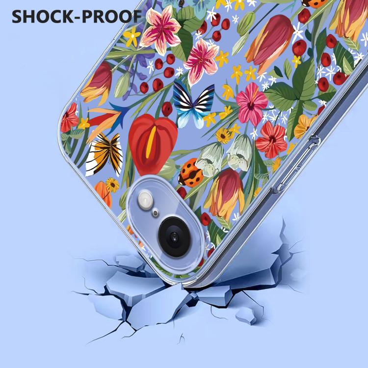 For iPhone 17e / 16e Flower Pattern Painted TPU Phone Case
