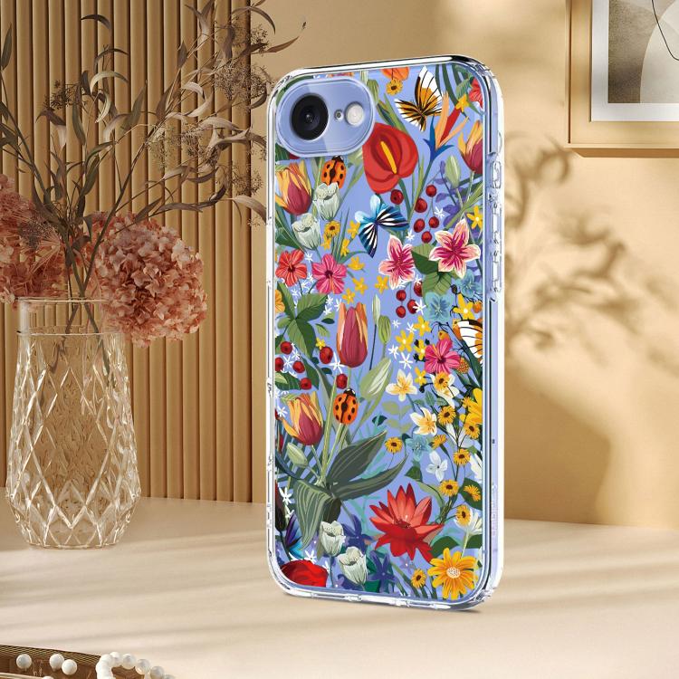 For iPhone 17e / 16e Flower Pattern Painted TPU Phone Case
