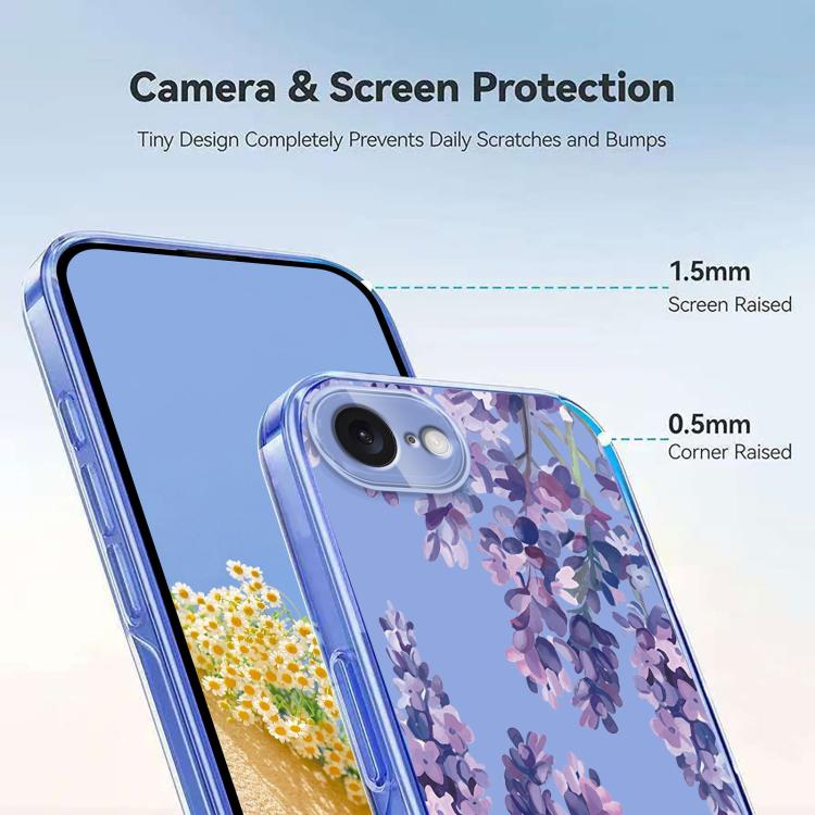 For iPhone 17e / 16e Flower Pattern Painted TPU Phone Case