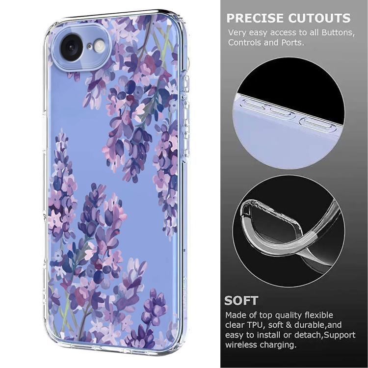 For iPhone 17e / 16e Flower Pattern Painted TPU Phone Case