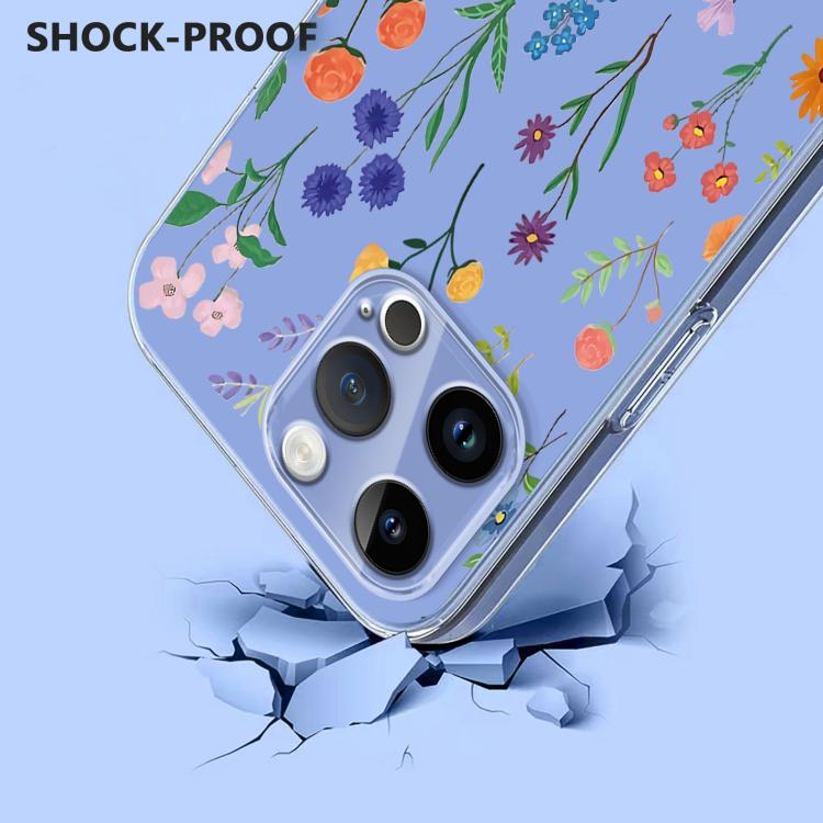 For iPhone 16 Pro Flower Pattern Painted TPU Phone Case
