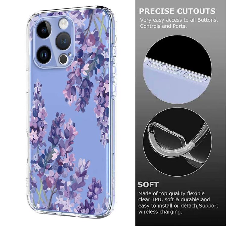For iPhone 16 Pro Flower Pattern Painted TPU Phone Case