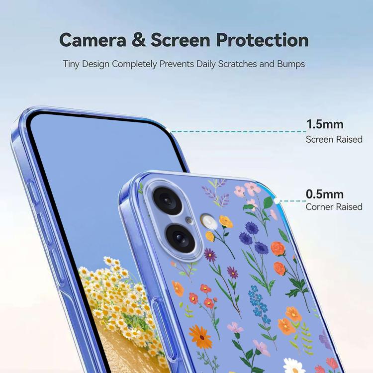 For iPhone 16 Plus Flower Pattern Painted TPU Phone Case