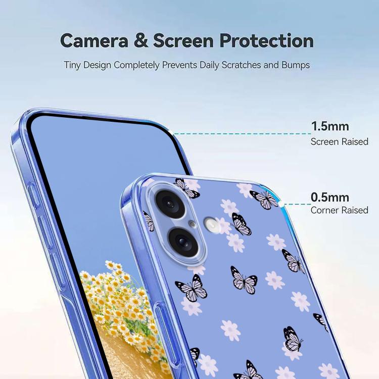 For iPhone 16 Plus Flower Pattern Painted TPU Phone Case