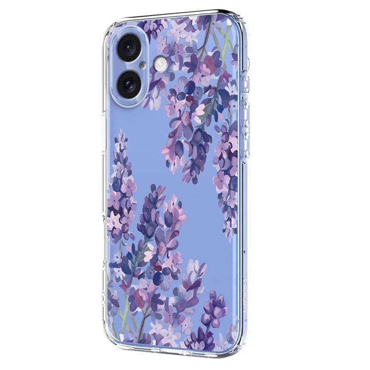 For iPhone 16 Plus Flower Pattern Painted TPU Phone Case