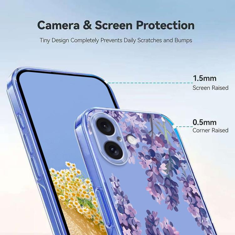 For iPhone 16 Plus Flower Pattern Painted TPU Phone Case