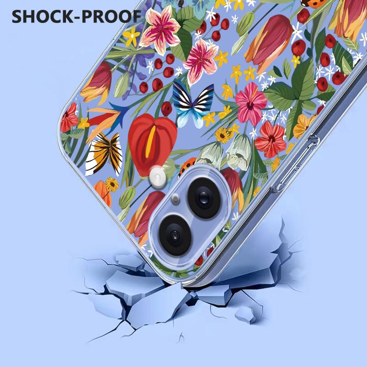 For iPhone 16 Flower Pattern Painted TPU Phone Case