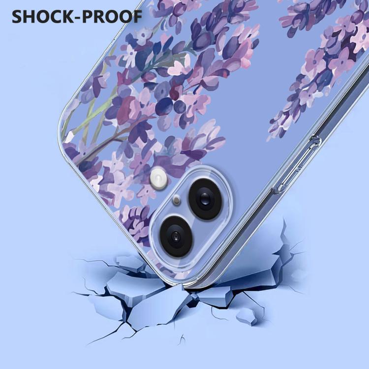 For iPhone 16 Flower Pattern Painted TPU Phone Case
