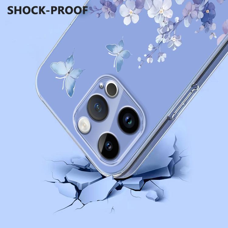 For iPhone 15 Pro Max Flower Pattern Painted TPU Phone Case