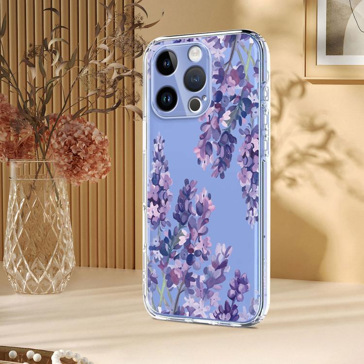 For iPhone 15 Pro Flower Pattern Painted TPU Phone Case