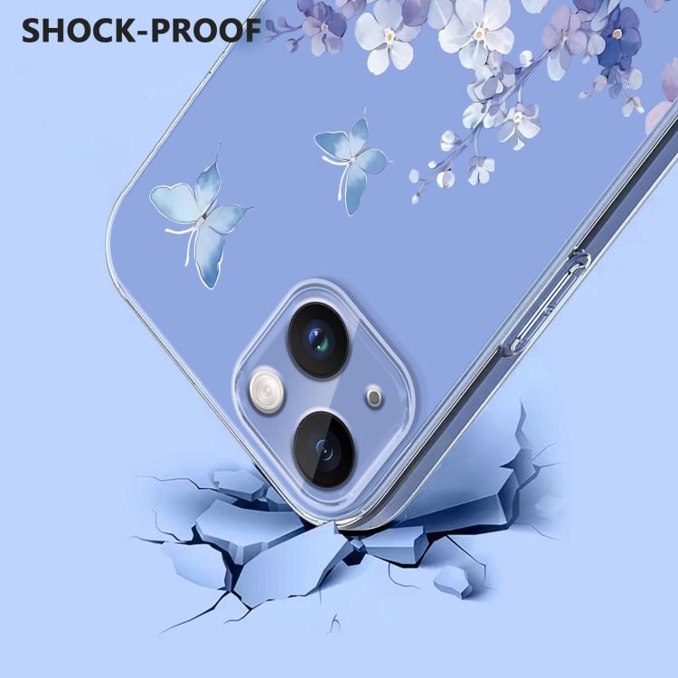 For iPhone 15 Plus Flower Pattern Painted TPU Phone Case