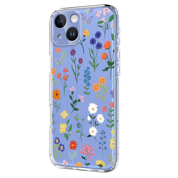 For iPhone 15 Plus Flower Pattern Painted TPU Phone Case