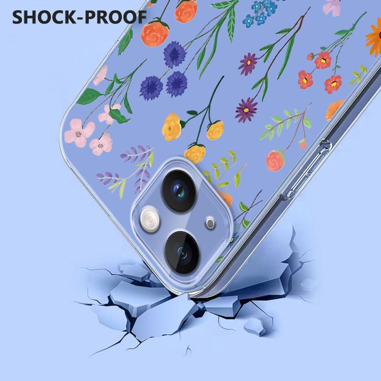 For iPhone 15 Plus Flower Pattern Painted TPU Phone Case