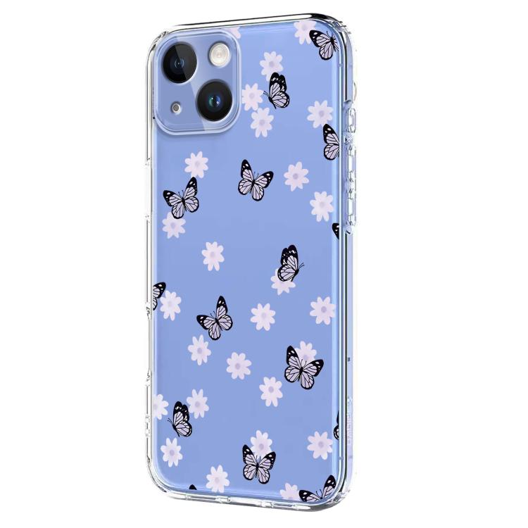For iPhone 15 Plus Flower Pattern Painted TPU Phone Case