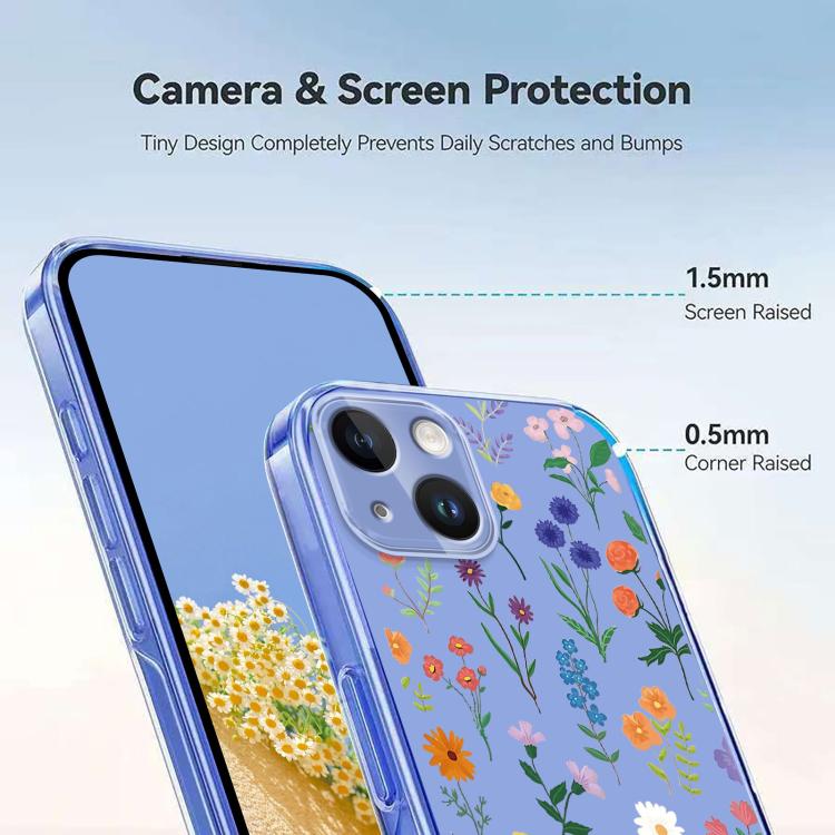 For iPhone 15 Flower Pattern Painted TPU Phone Case