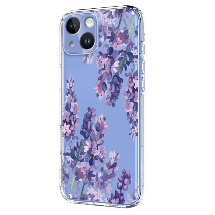 For iPhone 15 Flower Pattern Painted TPU Phone Case