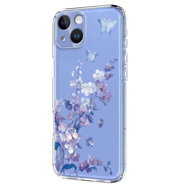For iPhone 14 Plus Flower Pattern Painted TPU Phone Case