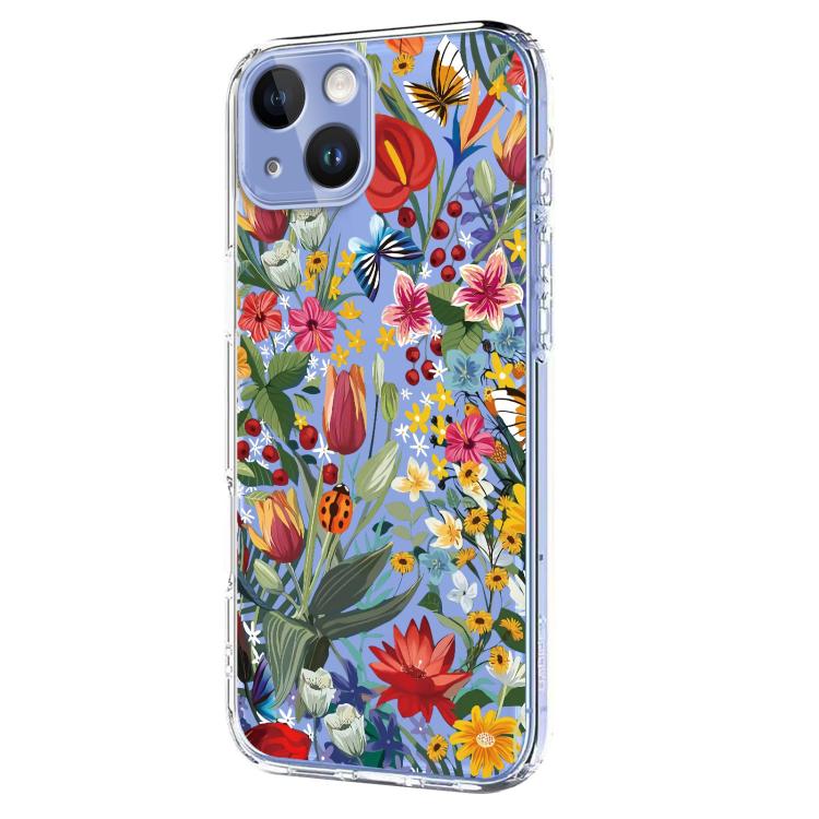 For iPhone 14 Plus Flower Pattern Painted TPU Phone Case