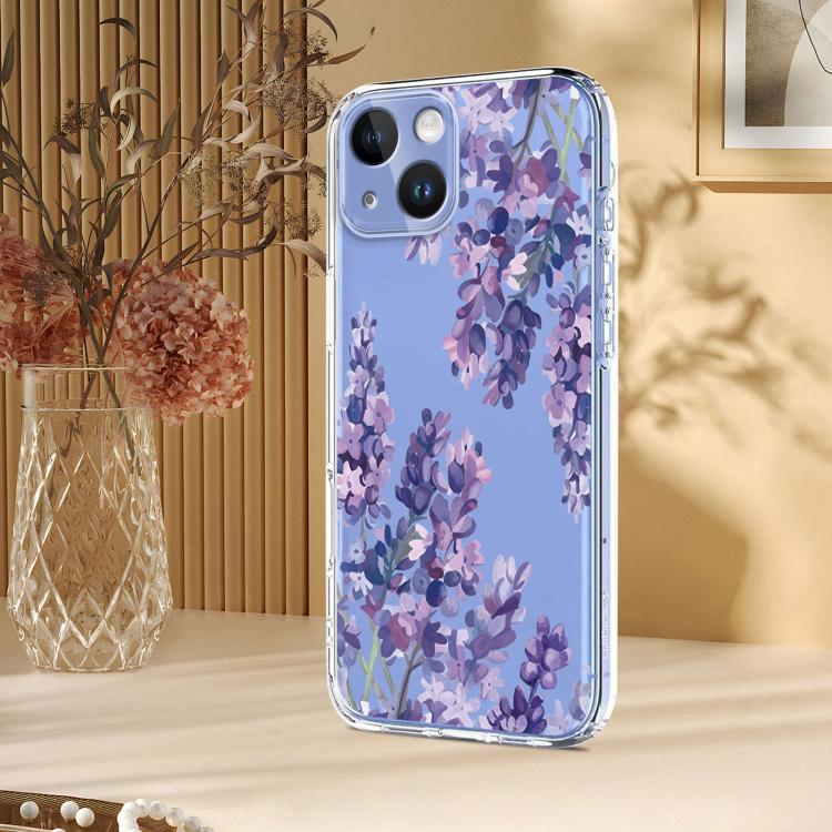 For iPhone 14 Plus Flower Pattern Painted TPU Phone Case