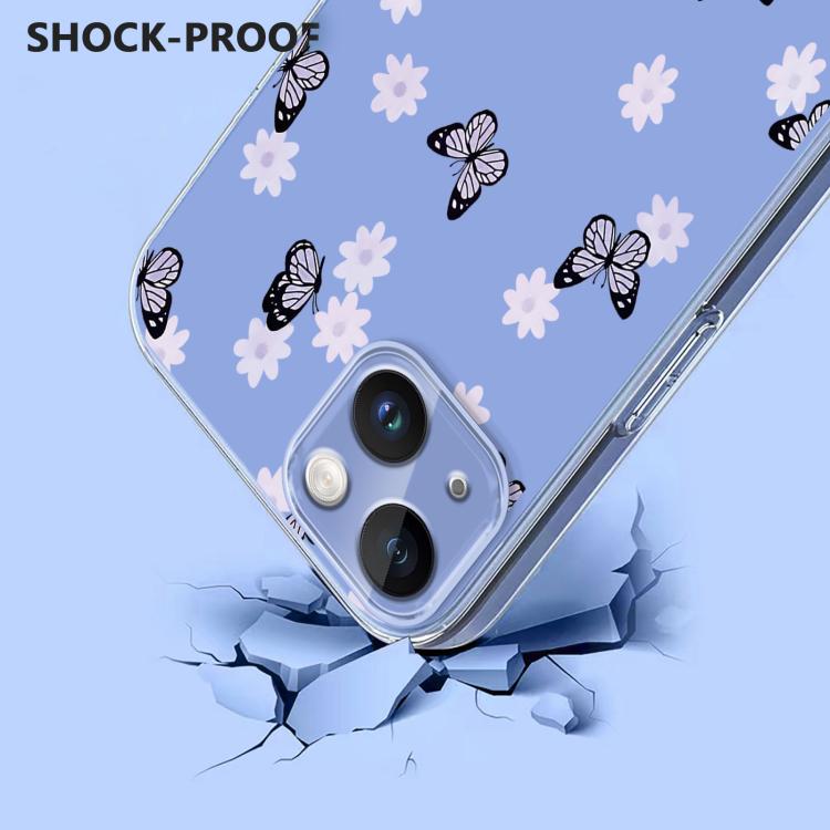 For iPhone 14 / 13 Flower Pattern Painted TPU Phone Case