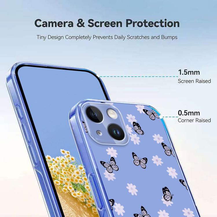 For iPhone 14 / 13 Flower Pattern Painted TPU Phone Case