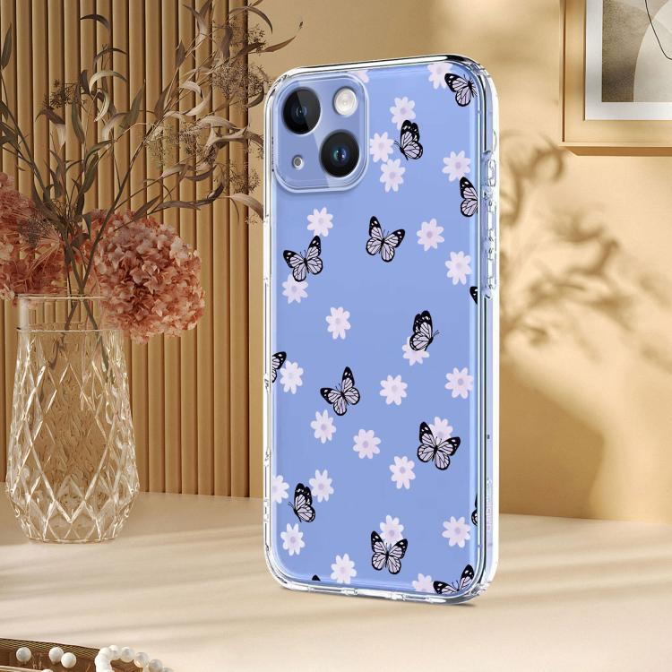 For iPhone 14 / 13 Flower Pattern Painted TPU Phone Case