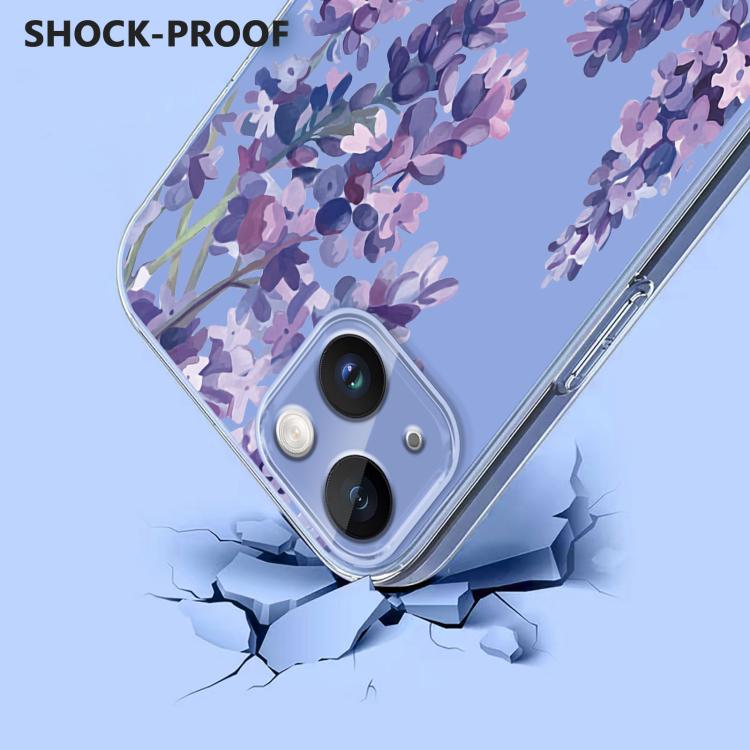 For iPhone 14 / 13 Flower Pattern Painted TPU Phone Case