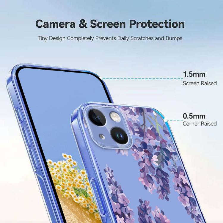 For iPhone 14 / 13 Flower Pattern Painted TPU Phone Case