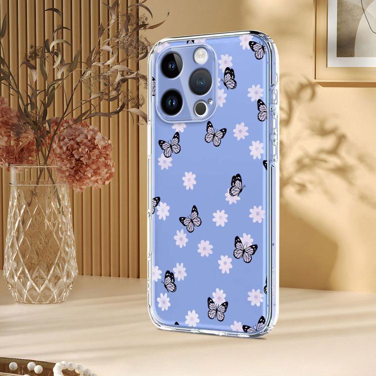 For iPhone 14 Pro Flower Pattern Painted TPU Phone Case