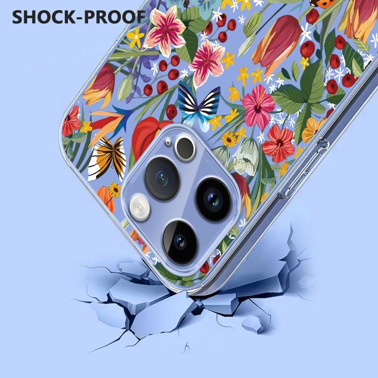 For iPhone 14 Pro Flower Pattern Painted TPU Phone Case