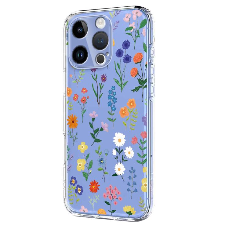 For iPhone 14 Pro Max Flower Pattern Painted TPU Phone Case