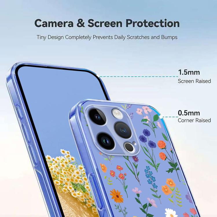 For iPhone 14 Pro Max Flower Pattern Painted TPU Phone Case
