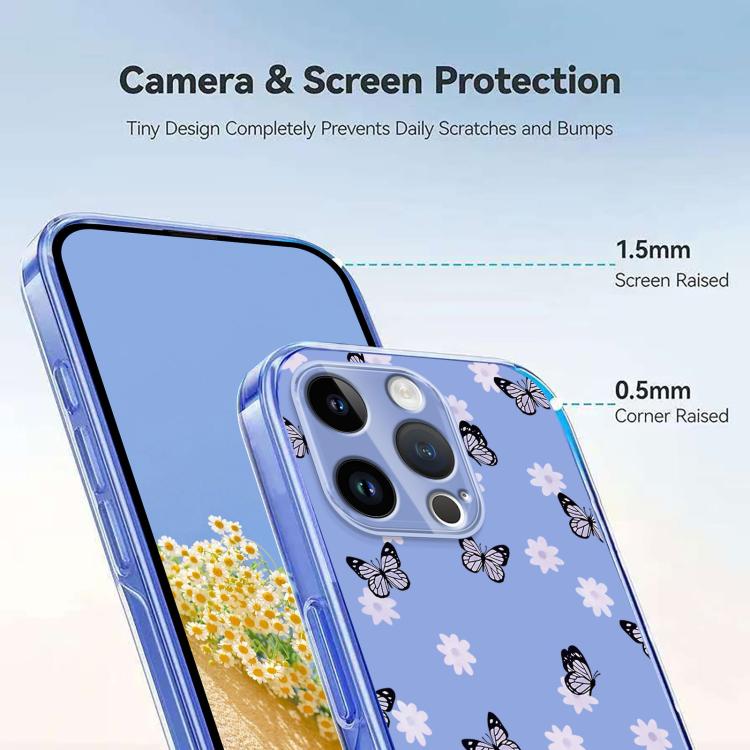 For iPhone 14 Pro Max Flower Pattern Painted TPU Phone Case