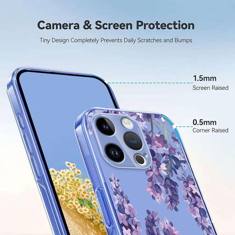 For iPhone 14 Pro Max Flower Pattern Painted TPU Phone Case