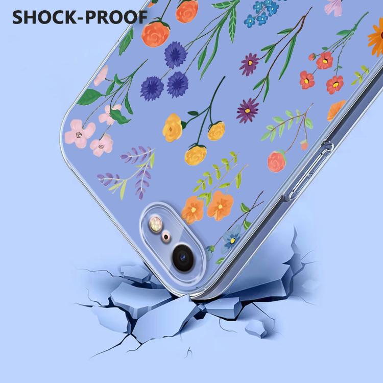For iPhone SE 2022 / 2020 / 8 / 7 Flower Pattern Painted TPU Phone Case