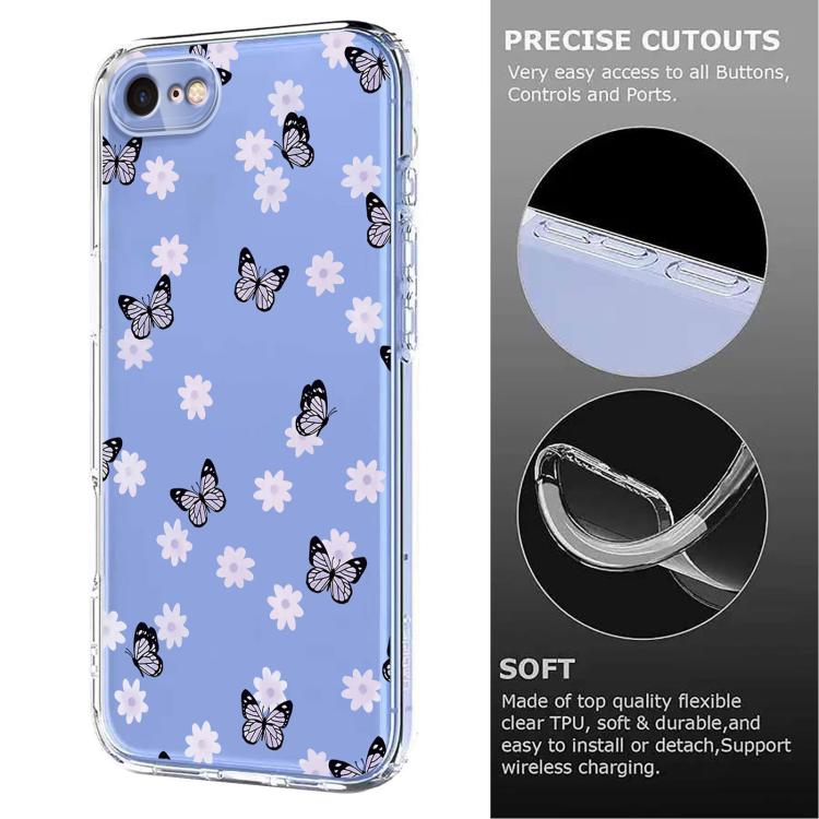 For iPhone SE 2022 / 2020 / 8 / 7 Flower Pattern Painted TPU Phone Case