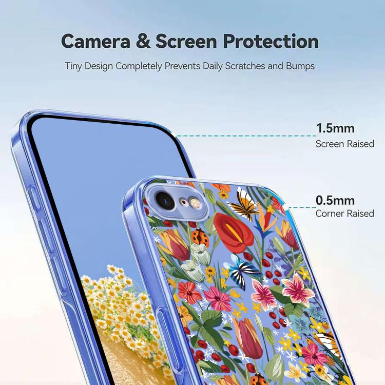 For iPhone SE 2022 / 2020 / 8 / 7 Flower Pattern Painted TPU Phone Case