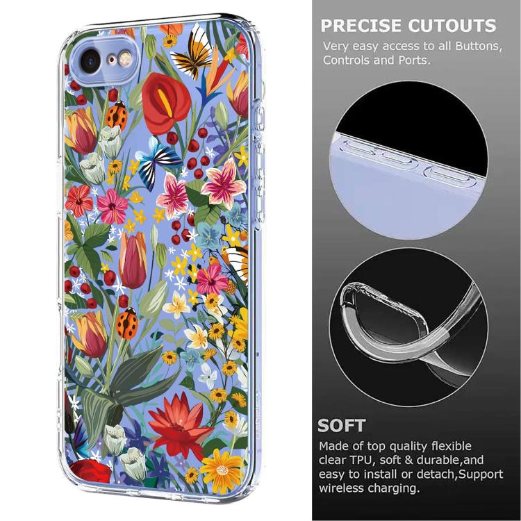 For iPhone SE 2022 / 2020 / 8 / 7 Flower Pattern Painted TPU Phone Case