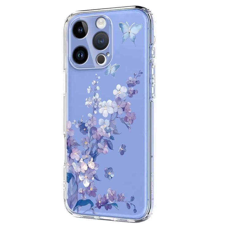 For iPhone 13 Pro Max Flower Pattern Painted TPU Phone Case