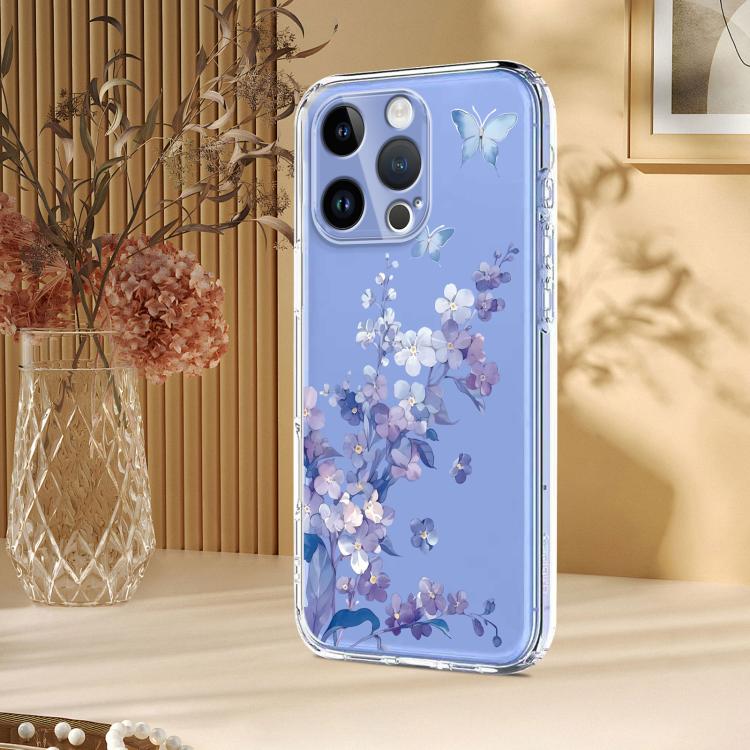 For iPhone 13 Pro Max Flower Pattern Painted TPU Phone Case